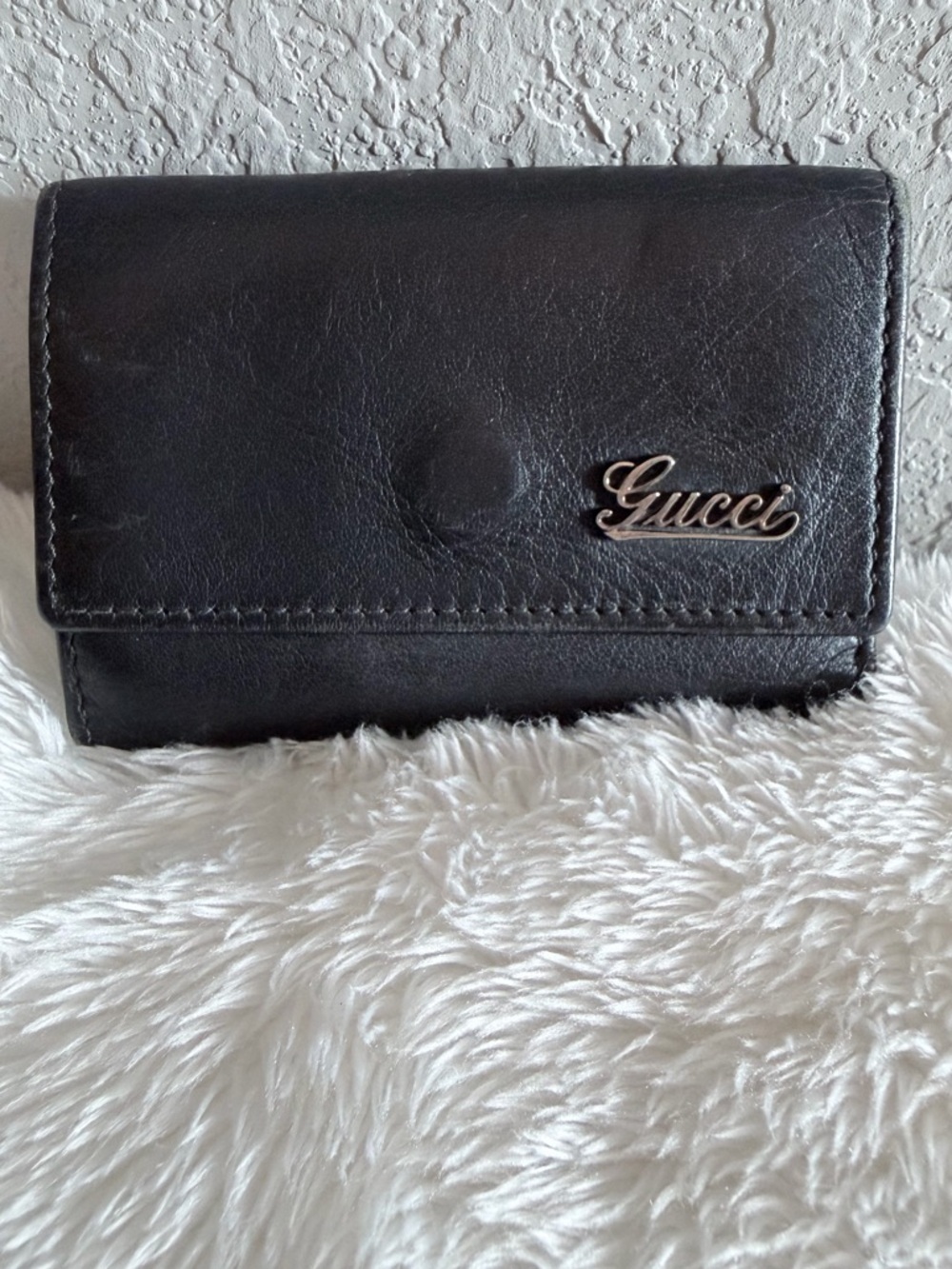 Gucci Black Leather 3 Ring Key Case
